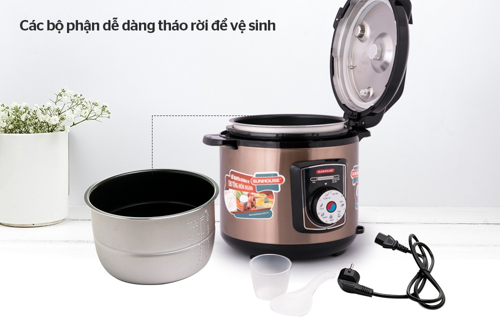 Nồi áp suất điện 6L Sunhouse SHD1756