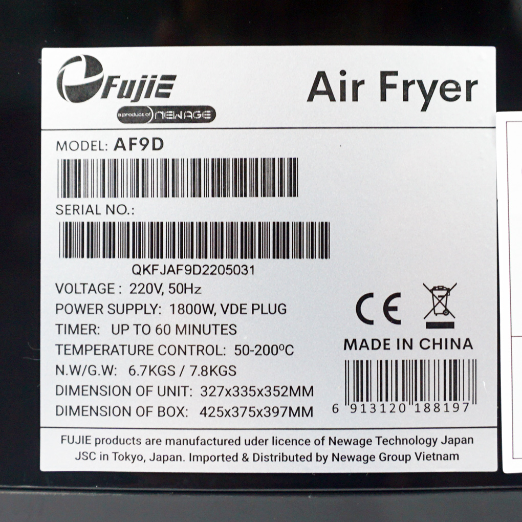 Nồi chiên không dầu 9.2L Fujie AF9D