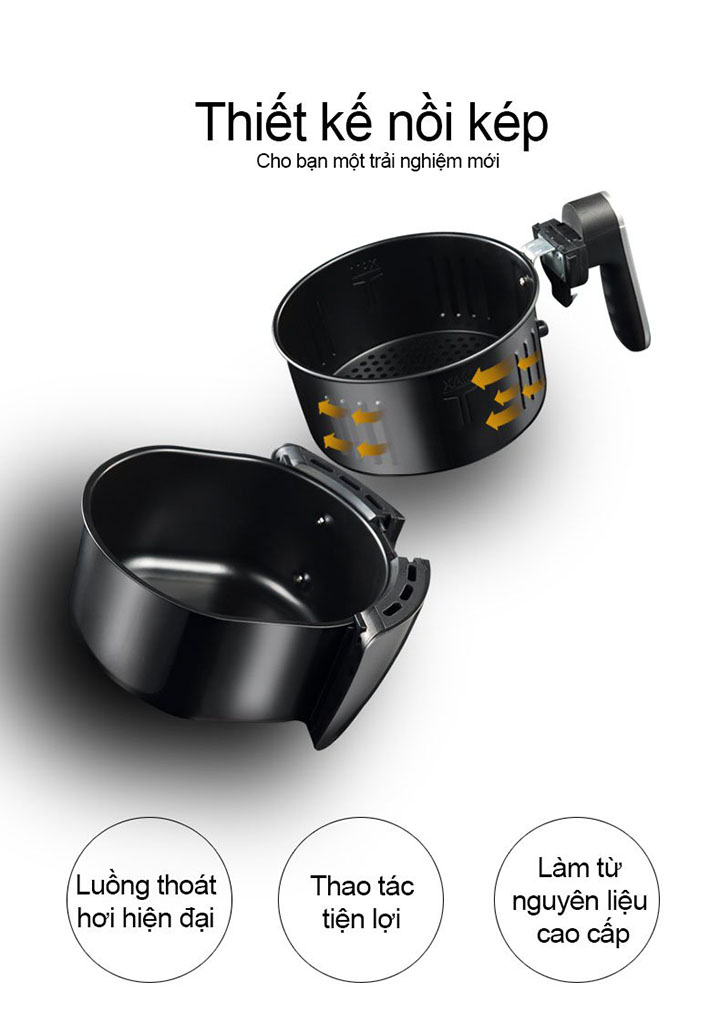 Nồi Chi&ecirc;n Kh&ocirc;ng Dầu KESHUAI 3.5L AF105 Qu&agrave; Tặng Từ Sony