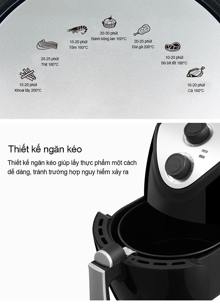 Nồi Chi&ecirc;n Kh&ocirc;ng Dầu KESHUAI 3.5L AF105 Qu&agrave; Tặng Từ Sony