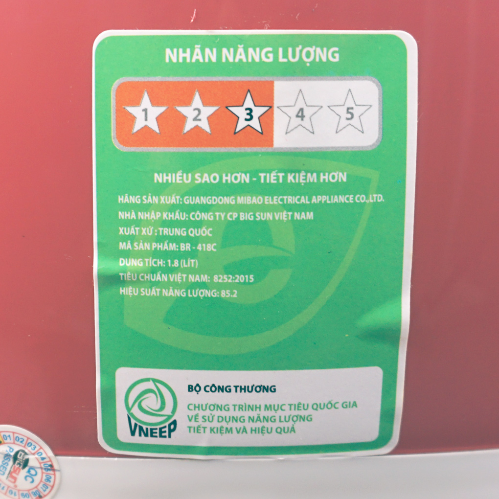 Nồi cơm điện 1.8L Bigsun BR418C