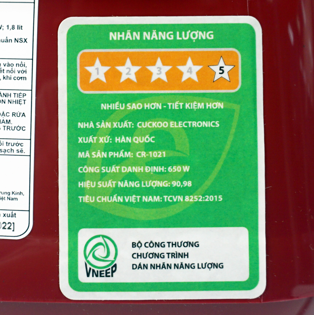 Nồi cơm điện Cuckoo 1,8 lít CR-1021