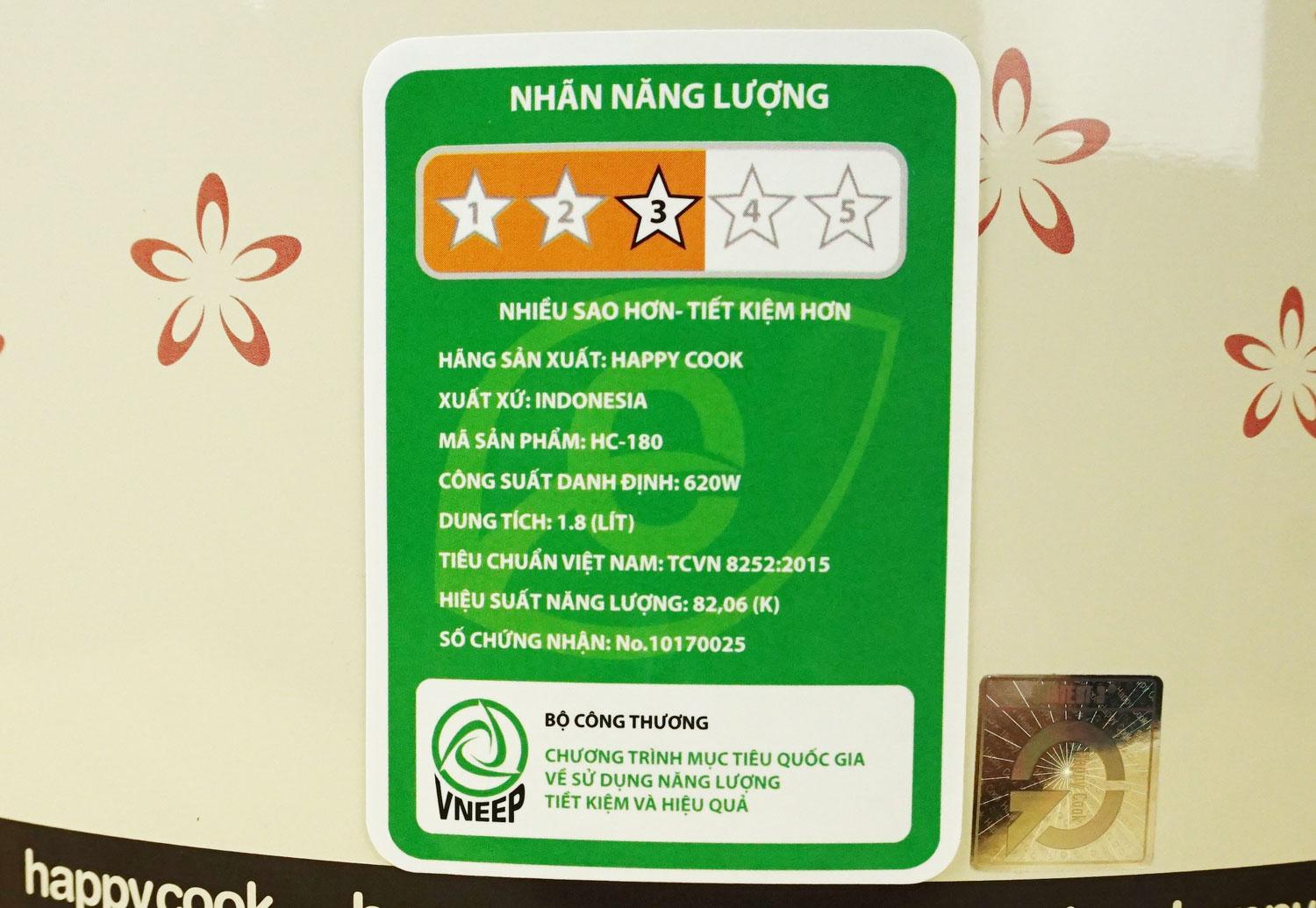 Nồi cơm điện 1,8 lít Happycook HC-180