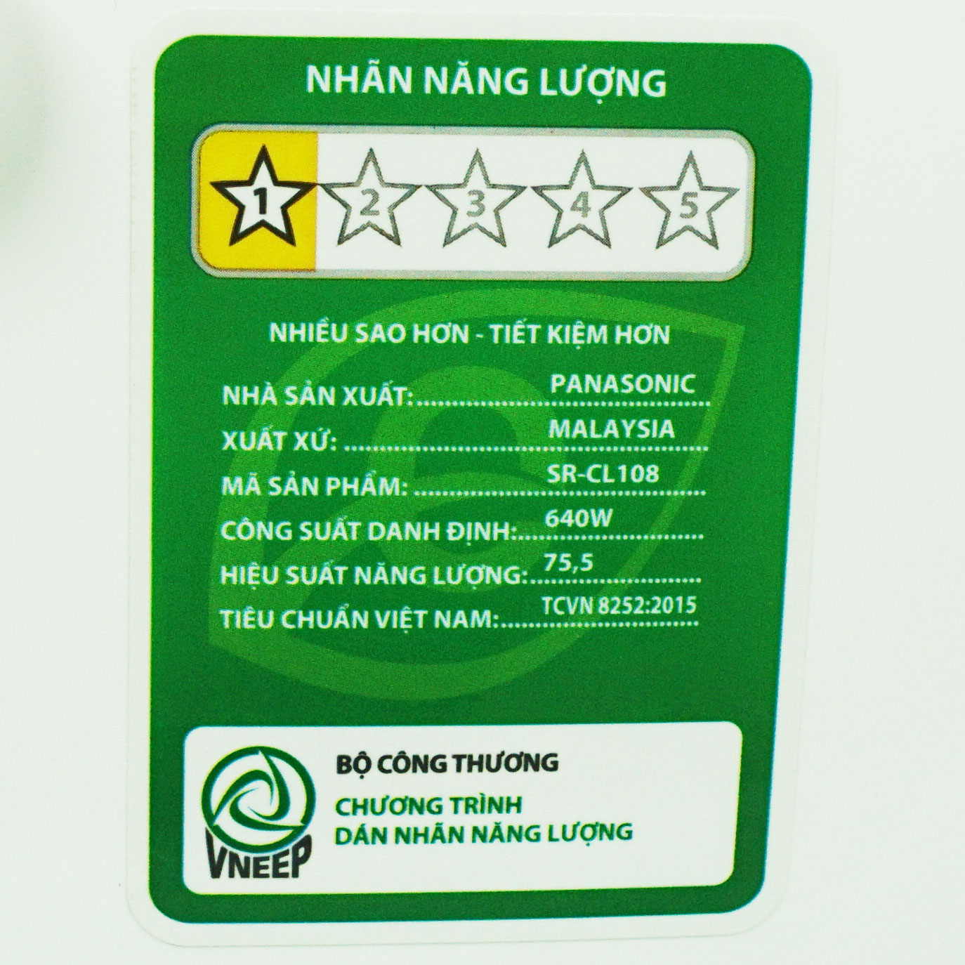 Nồi cơm điện tử 1 lít Panasonic SR-CL108WRA