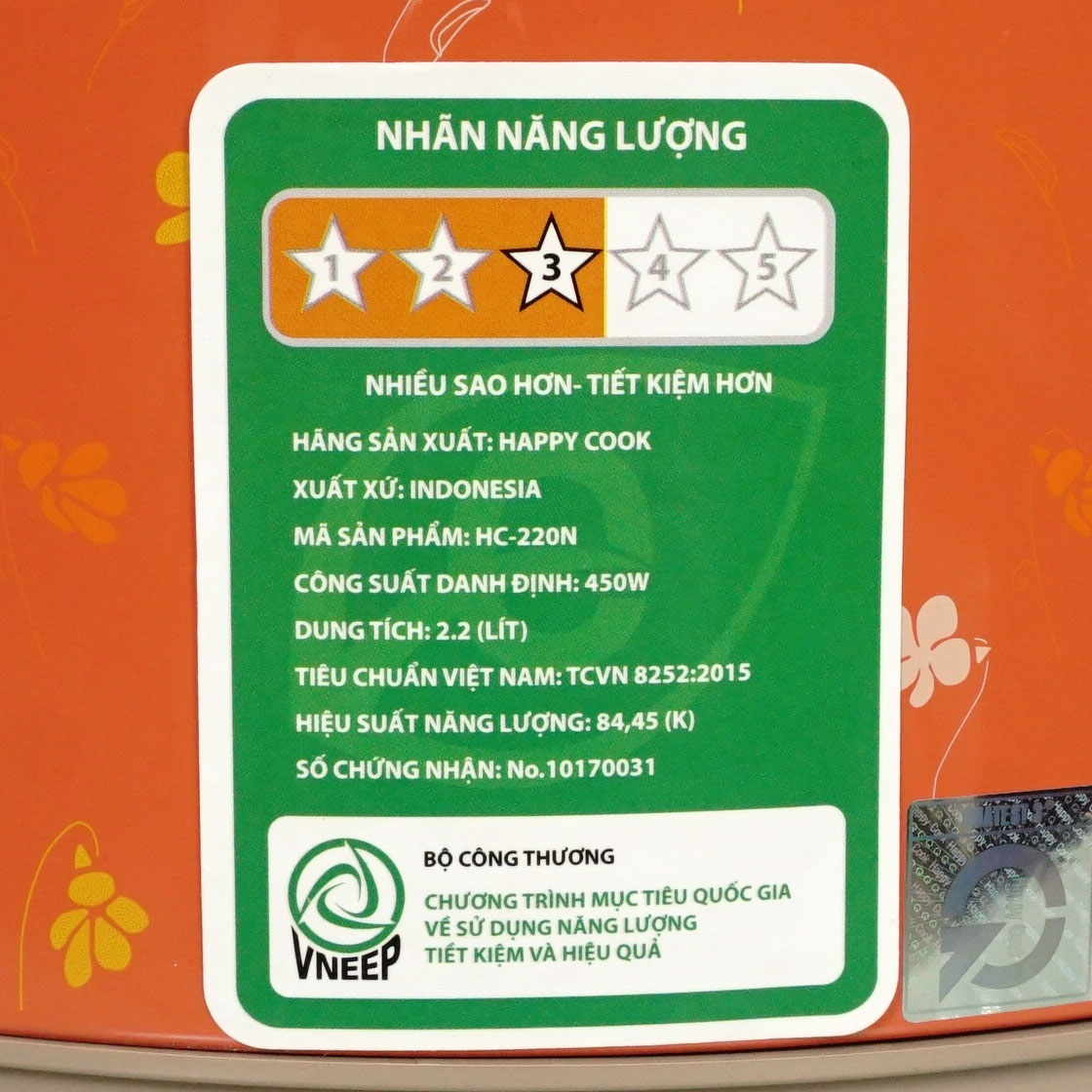 Nồi cơm điện 2,2 lít Happycook HC-220N