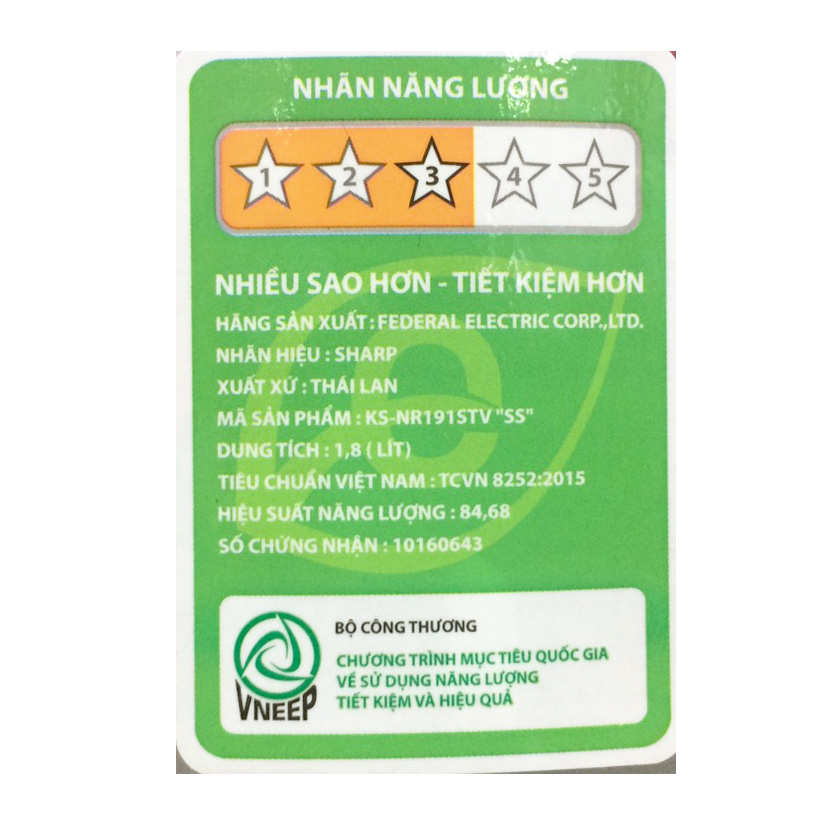 Nồi cơm điện Sharp 1.8 lít KS-NR191STV-SS