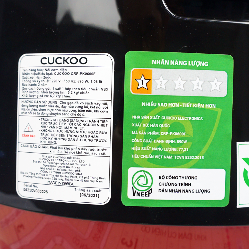 Nồi áp suất điện tử Cuckoo 1.08L CRP-PK0600F