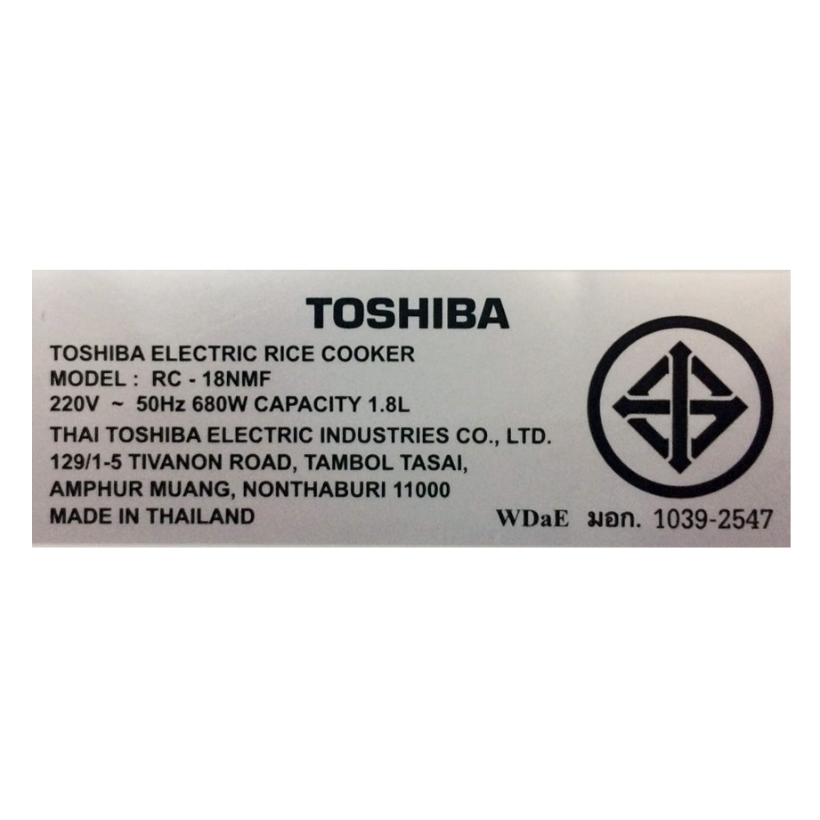 Nồi cơm điện 1.8L Toshiba RC-18NMF