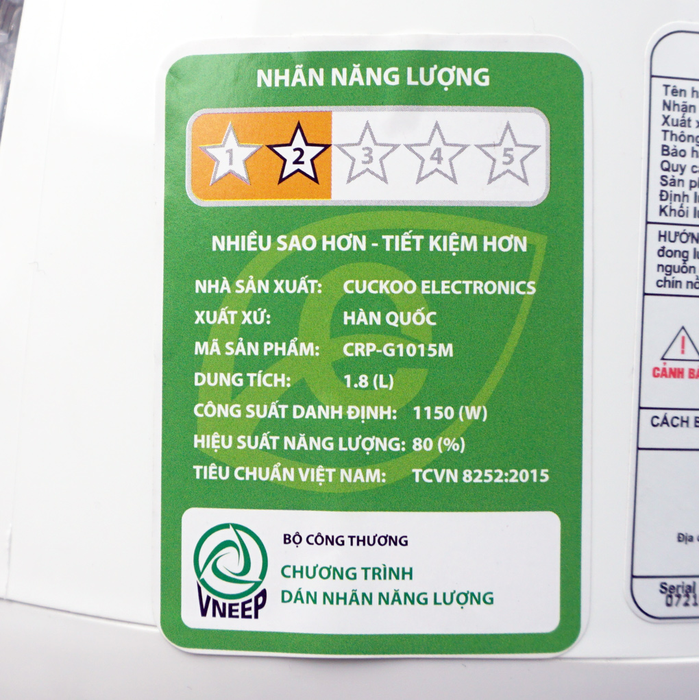 Nồi cơm điện áp suất CUCKOO CRP-G1015M