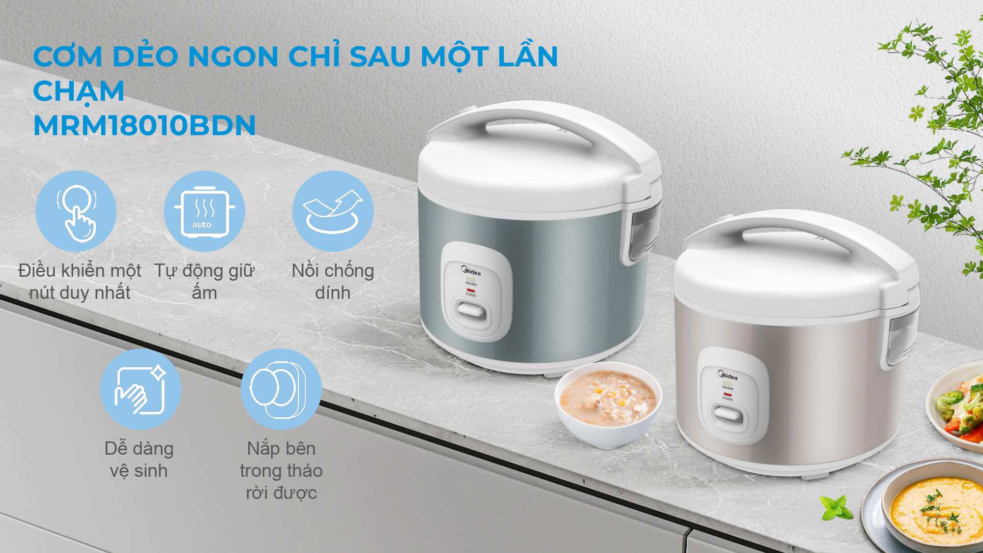 Nồi cơm điện Midea 1.8L MRM18010BDG