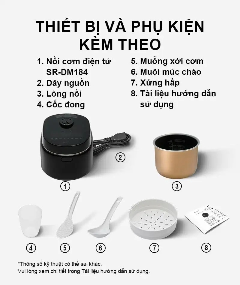Nồi cơm điện tử Panasonic 1.8 lít SR-DM184KRA
