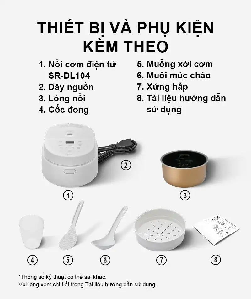 Nồi cơm điện tử Panasonic 1 lít SR-DL104WRA