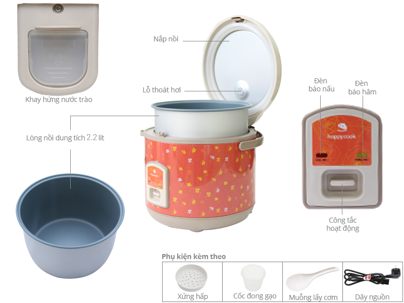 Thông số kỹ thuật Nồi cơm điện Happycook 2.2 lít HC-220N