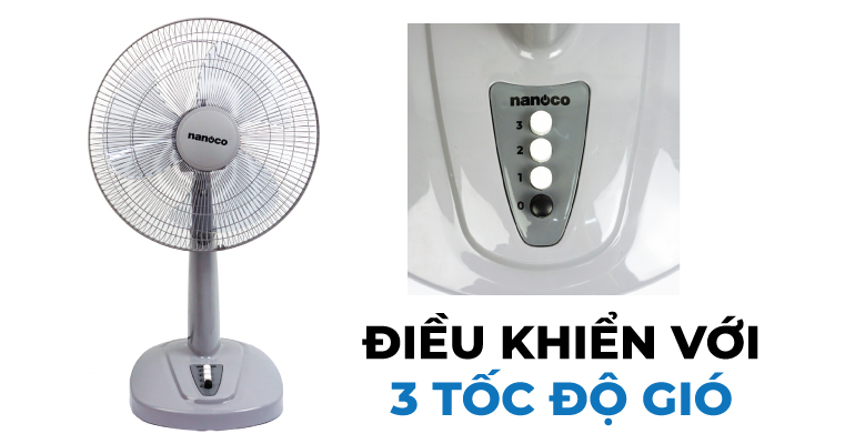 điều khiển với 3 tốc độ gió