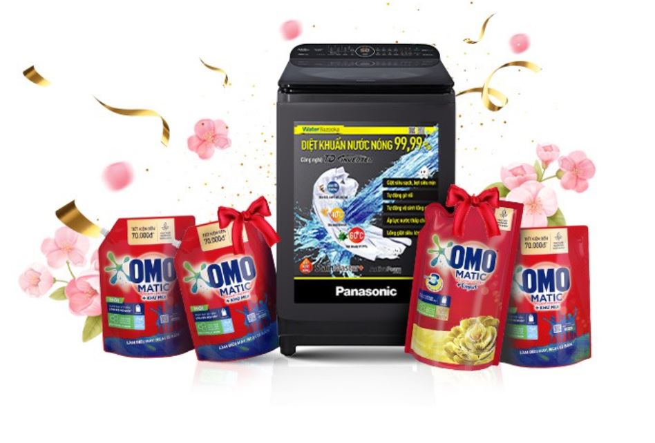 Miễn phí 1 năm sử dụng nước giặt OMO khi mua máy giặt cửa trên Panasonic TD-Inverter