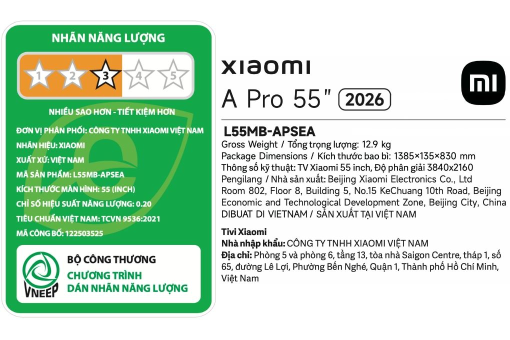 Tivi QLED Xiaomi A Pro 4K 55 inch L55MB-APSEA