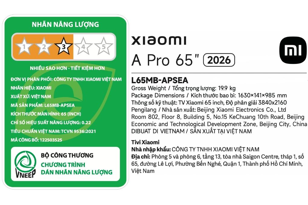 Tivi QLED Xiaomi A Pro 4K 65 inch L65MB-APSEA