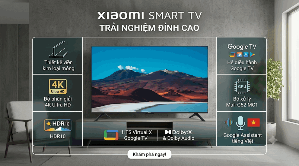 các tính năng nổi bật của Tivi Xiaomi 65 inch