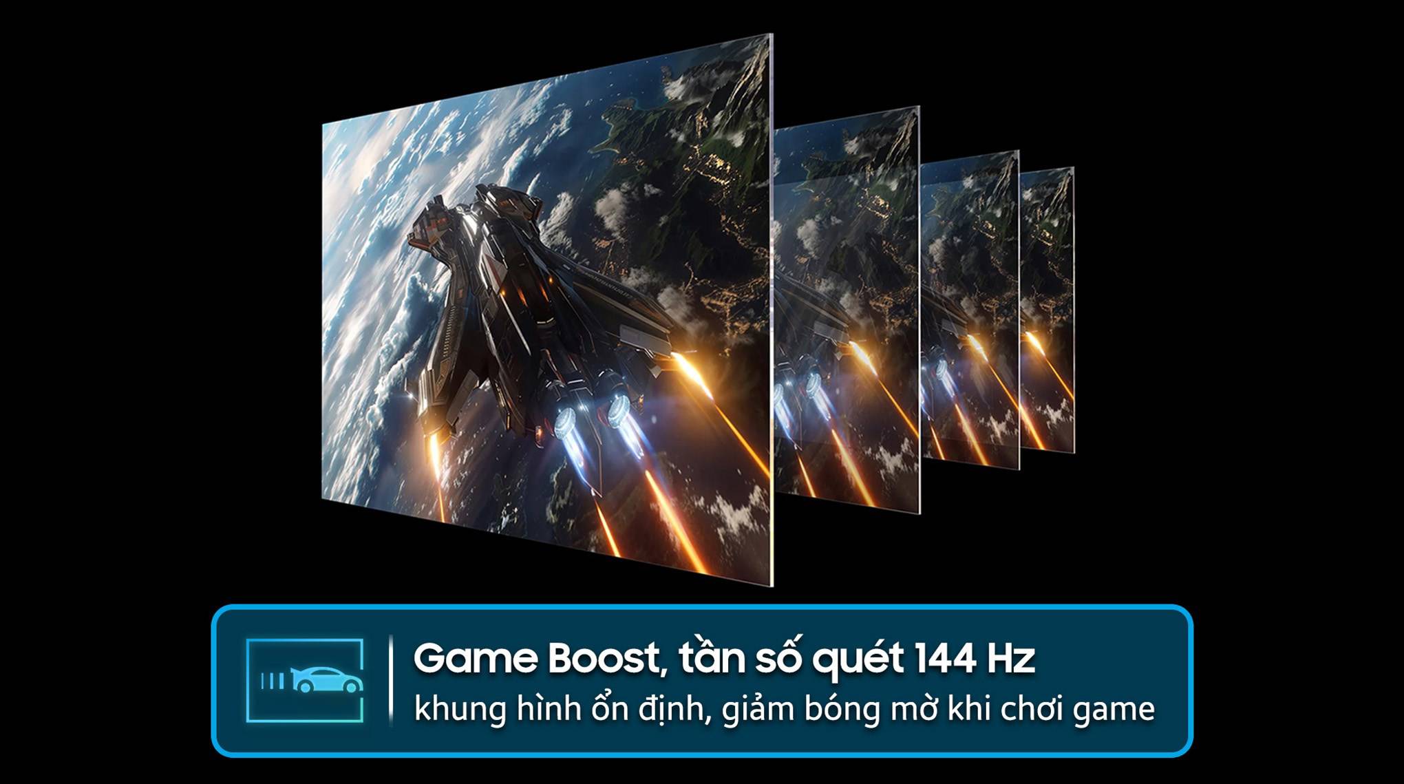 Hỗ trợ Game Boost 144 Hz giúp hình ảnh ổn định và giảm nhòe khi chơi game