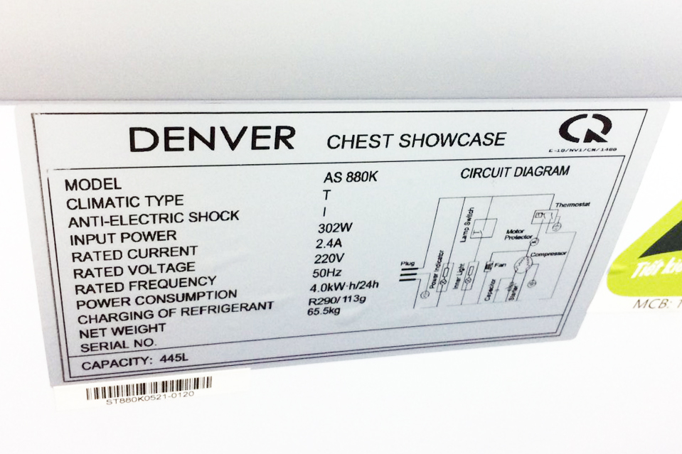 Tủ bảo quản Denver kính cong AS-880K 1 ngăn đông