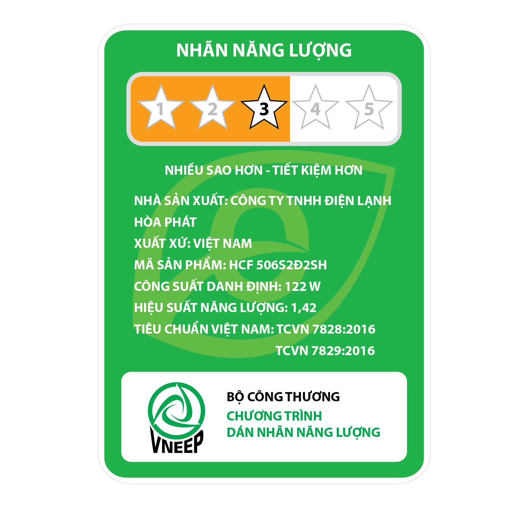 Tủ bảo quản Hòa Phát 205 lít HCF-506S2Đ2(SH) - 2 ngăn đông, mát