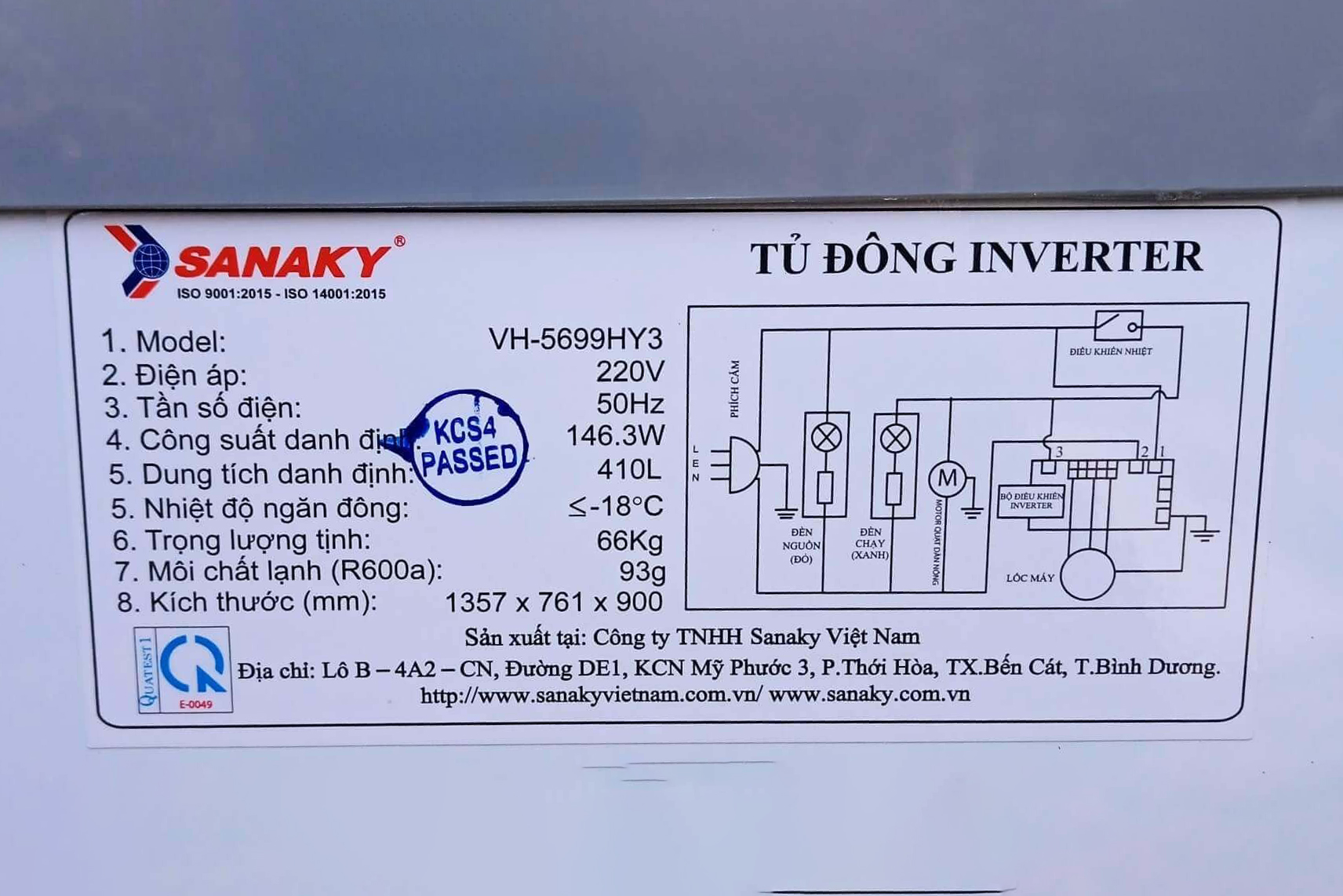 Tủ bảo quản Sanaky 500 lít VH-5699HY3, Inverter, 1 ngăn