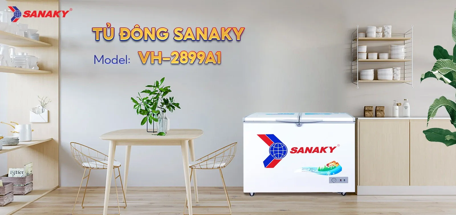 Tủ bảo quản Sanaky 280 lít VH-2899A1, 1 ngăn đông