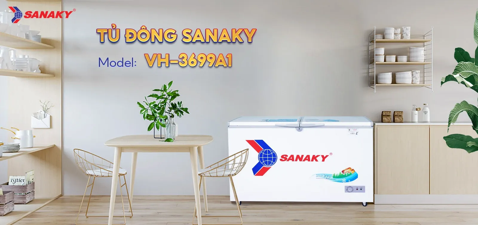 Tủ bảo quản Sanaky 360 lít VH-3699A1 - 1 ngăn 2 cánh