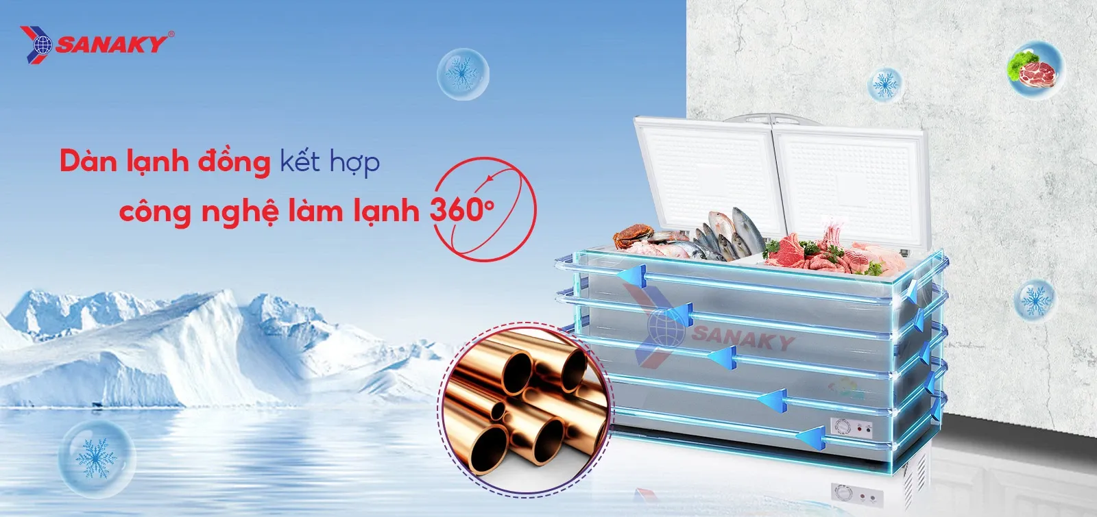 Tủ bảo quản Sanaky 280 lít VH-2899A1, 1 ngăn đông