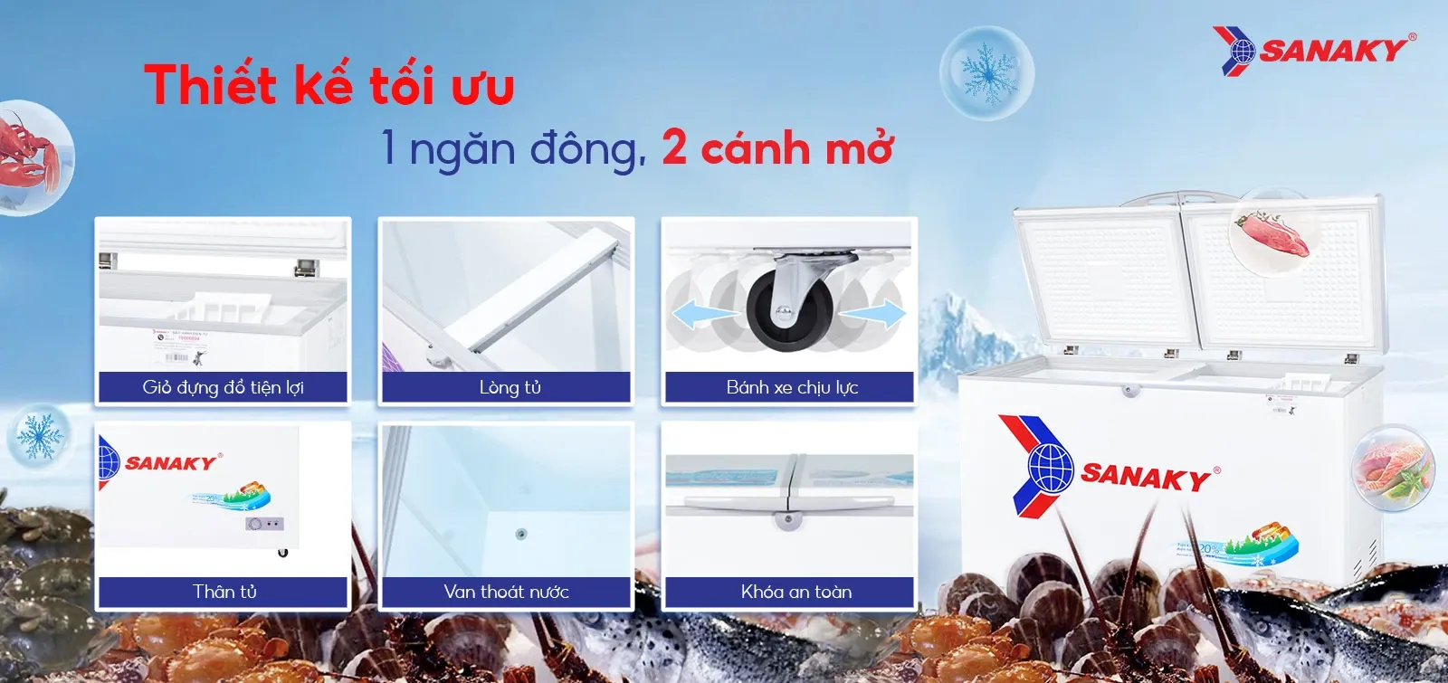 Tủ bảo quản Sanaky 280 lít VH-2899A1, 1 ngăn đông