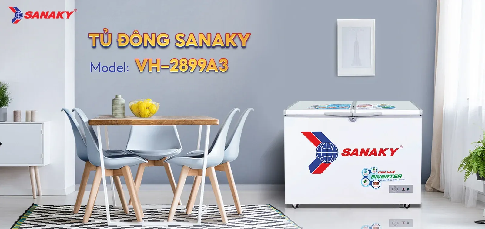 Tủ bảo quản Sanaky 280 lít VH-2899A3, 1 ngăn inverter