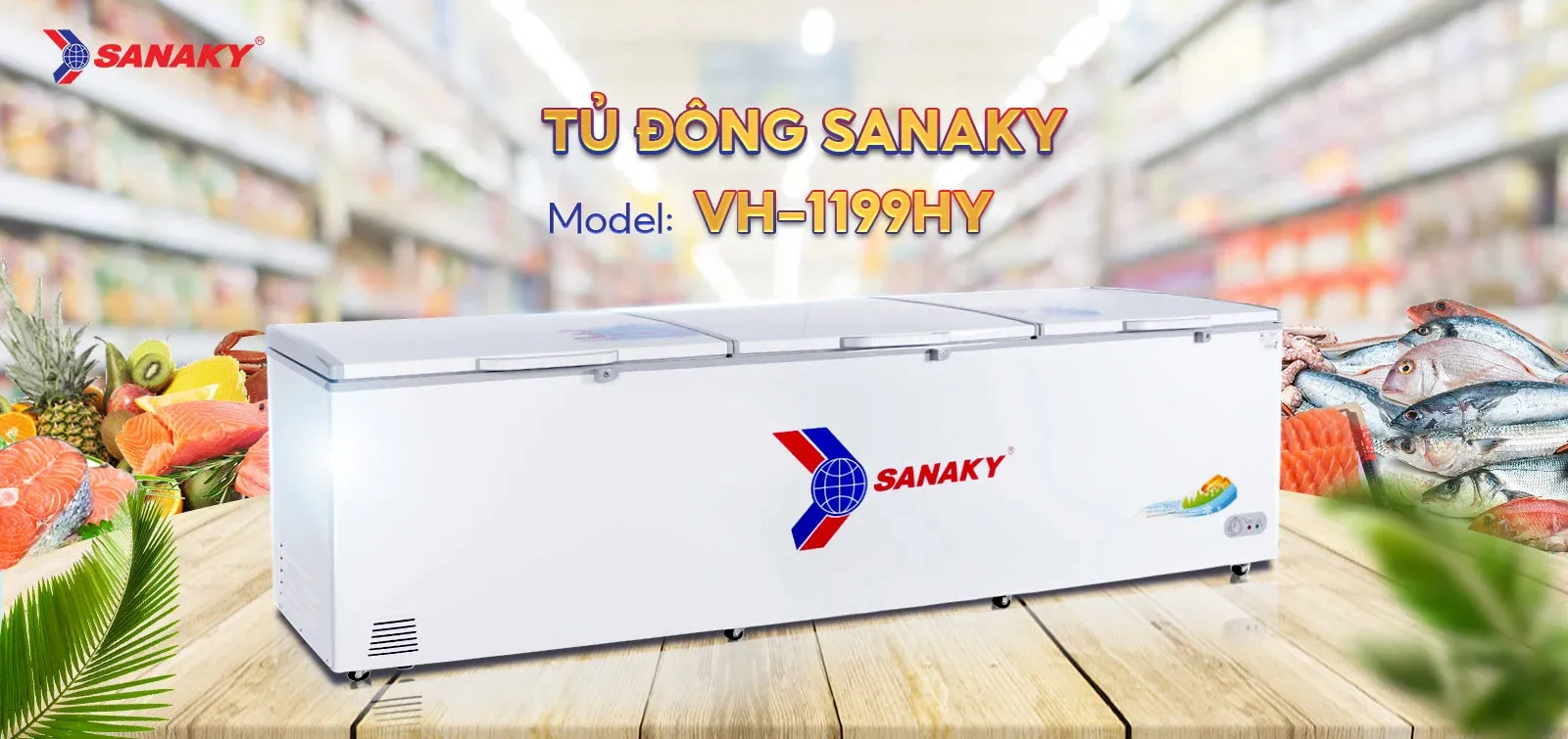 Tủ bảo quản Sanaky 1100 lít VH-1199HY, 1 ngăn 3 cánh