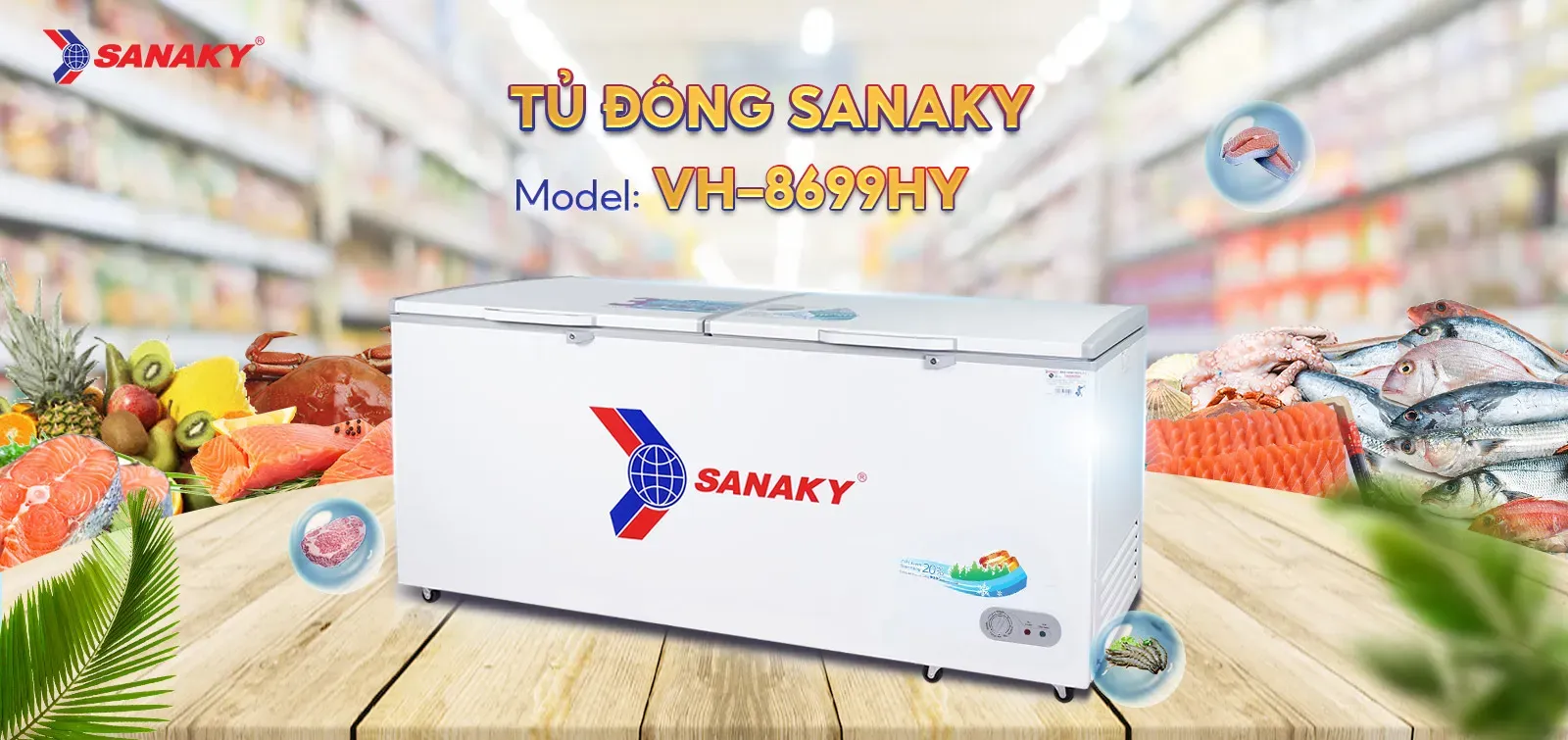 Tủ bảo quản Sanaky 860 lít VH-8699HY, 1 ngăn, 2 cánh