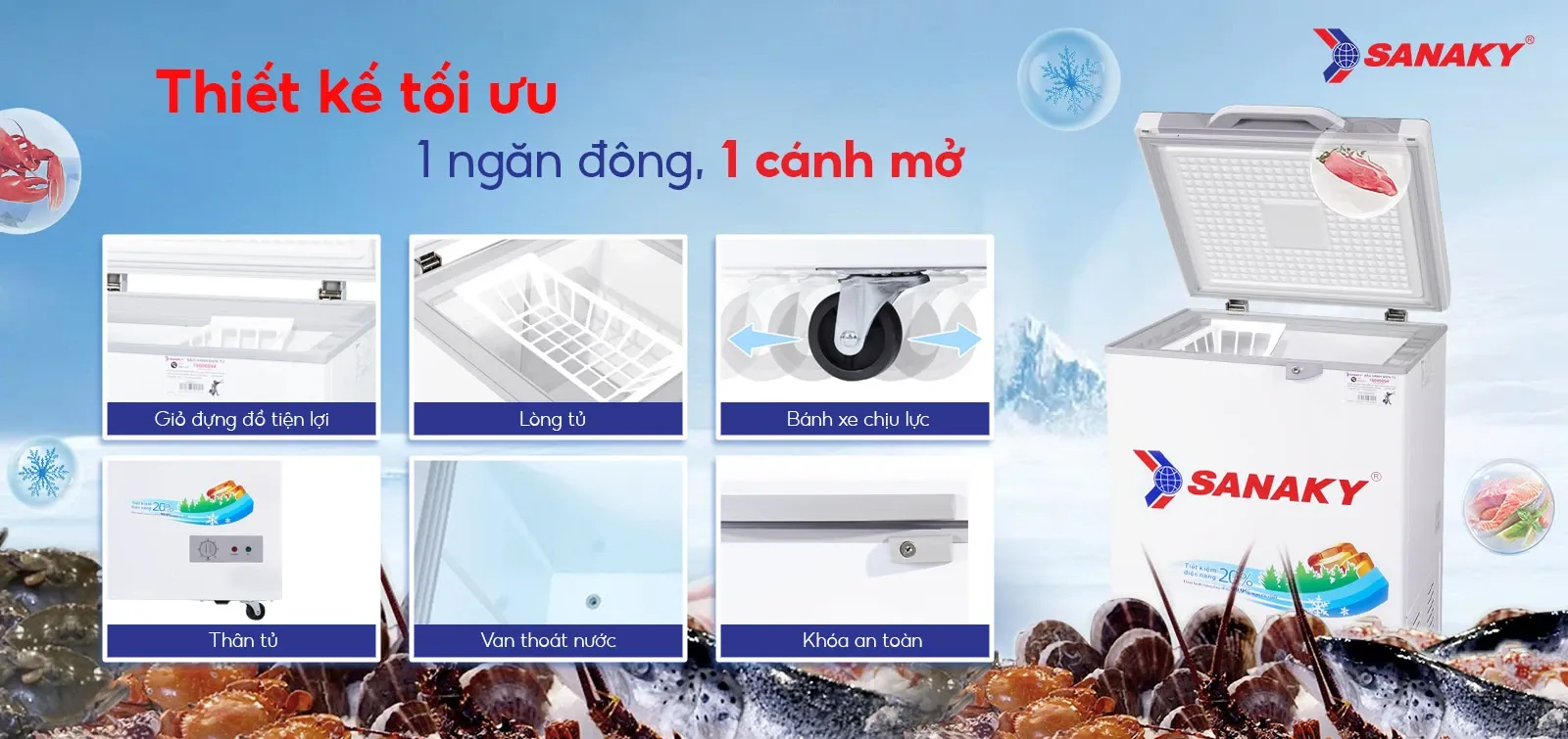 Tủ bảo quản Sanaky 100 lít VH-1599HY