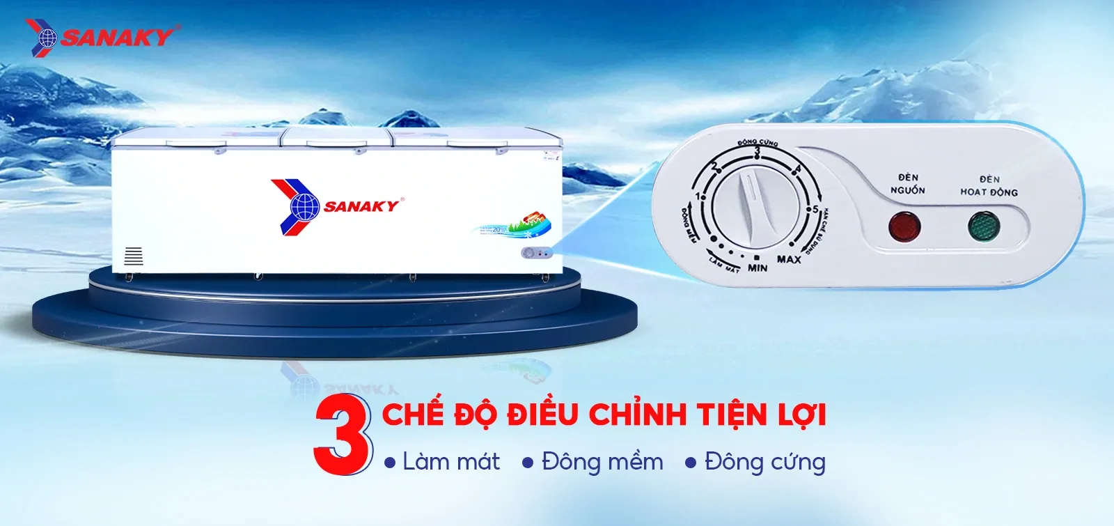 Tủ bảo quản Sanaky 1100 lít VH-1199HY, 1 ngăn 3 cánh