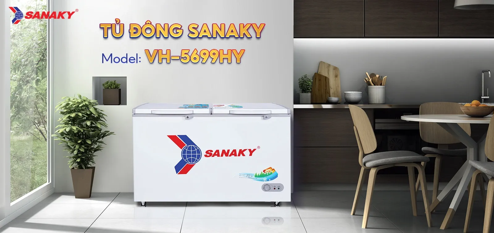 Tủ bảo quản Sanaky 560 lít VH-5699HY, 1 ngăn 2 cánh
