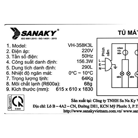 Tủ mát Sanaky Inverter 290 lít VH358K3L