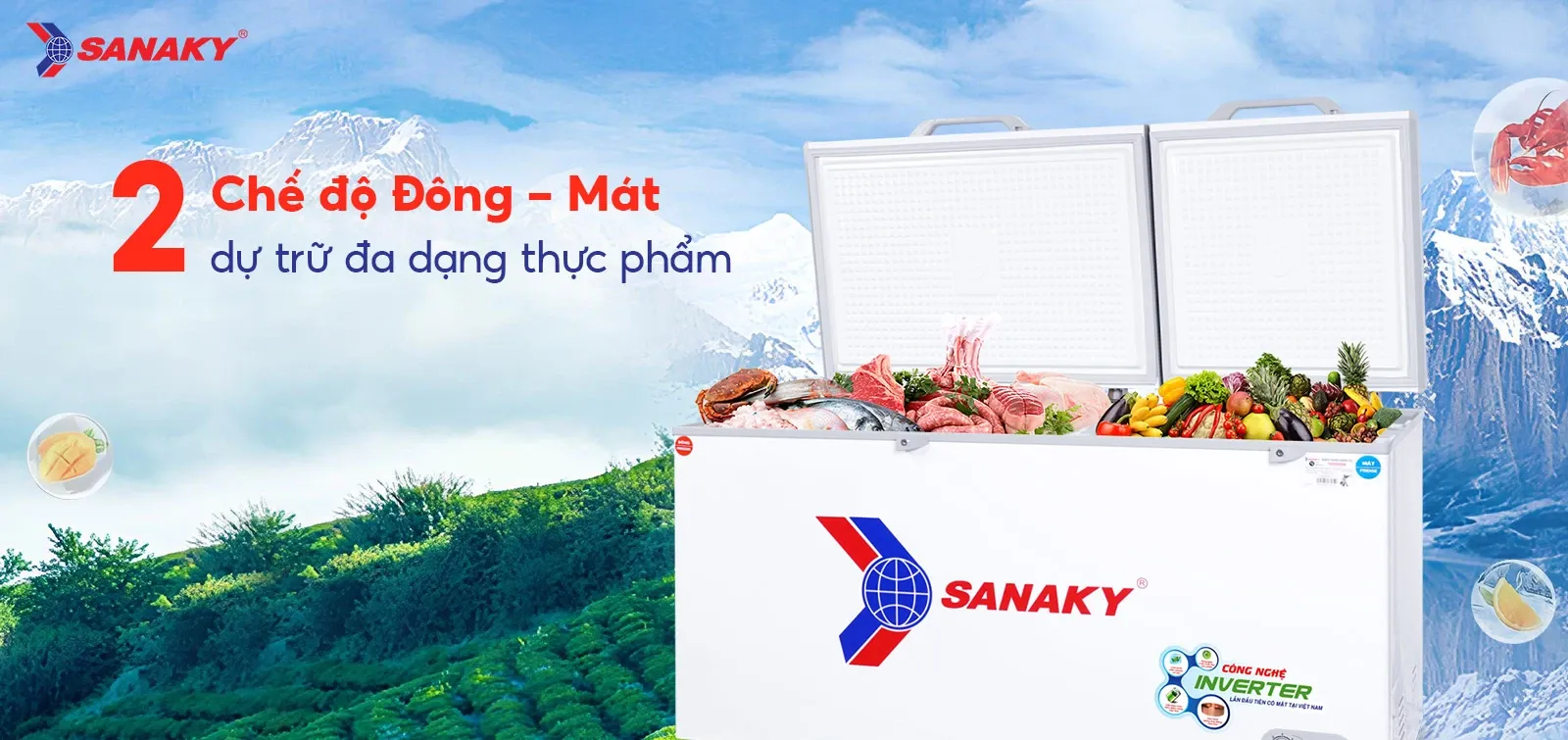 Tủ bảo quản 2 ngăn Sanaky 660L VH-6699W3, Inverter