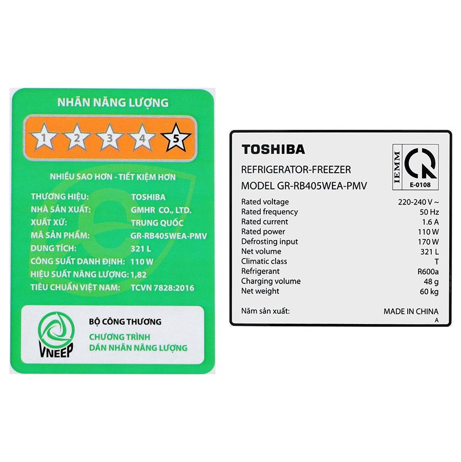 Tủ lạnh Toshiba inverter 321 lít GR-RB405WEA-PMV(06)