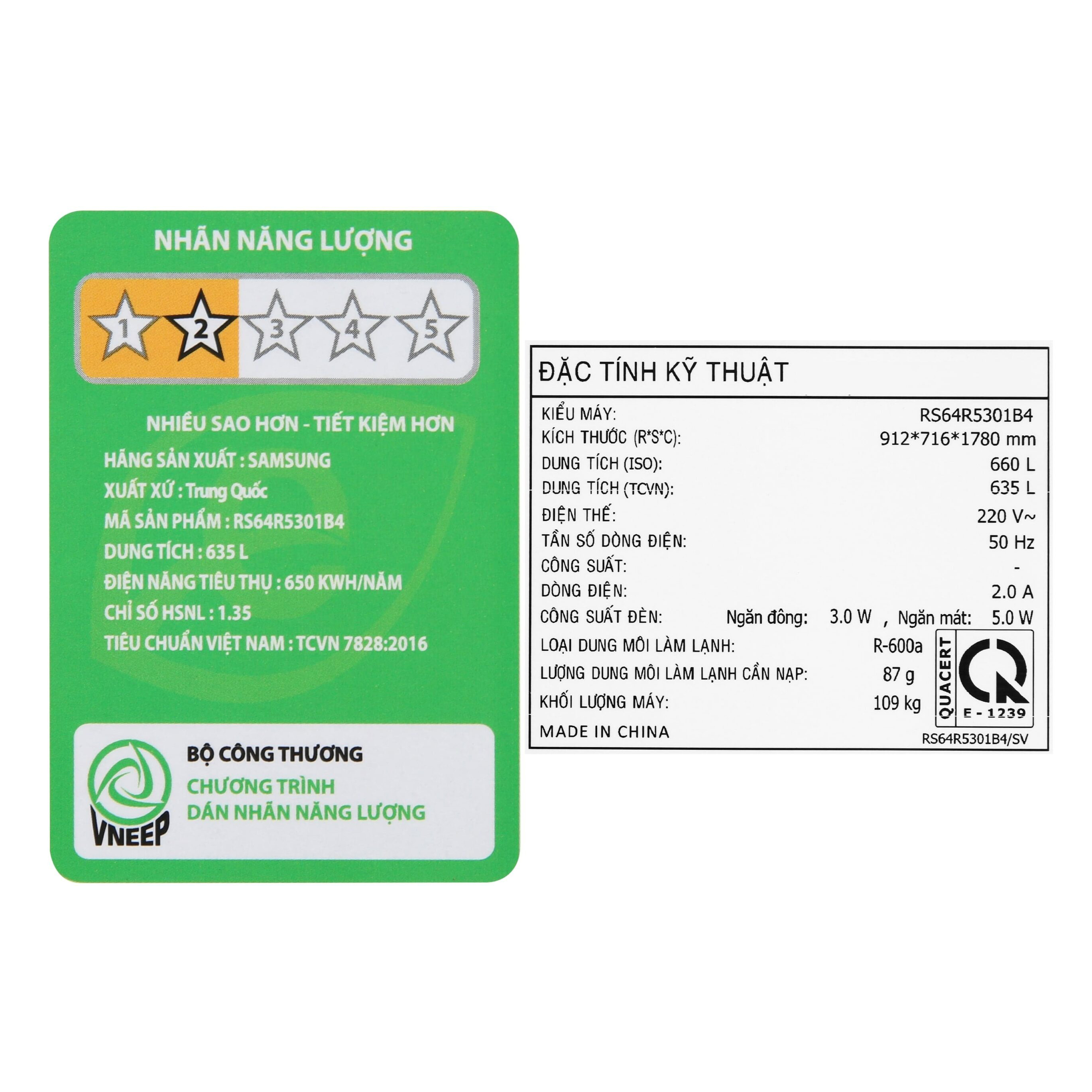 Tủ lạnh Samsung 635 lít Inverter RS64R5301B4/SV