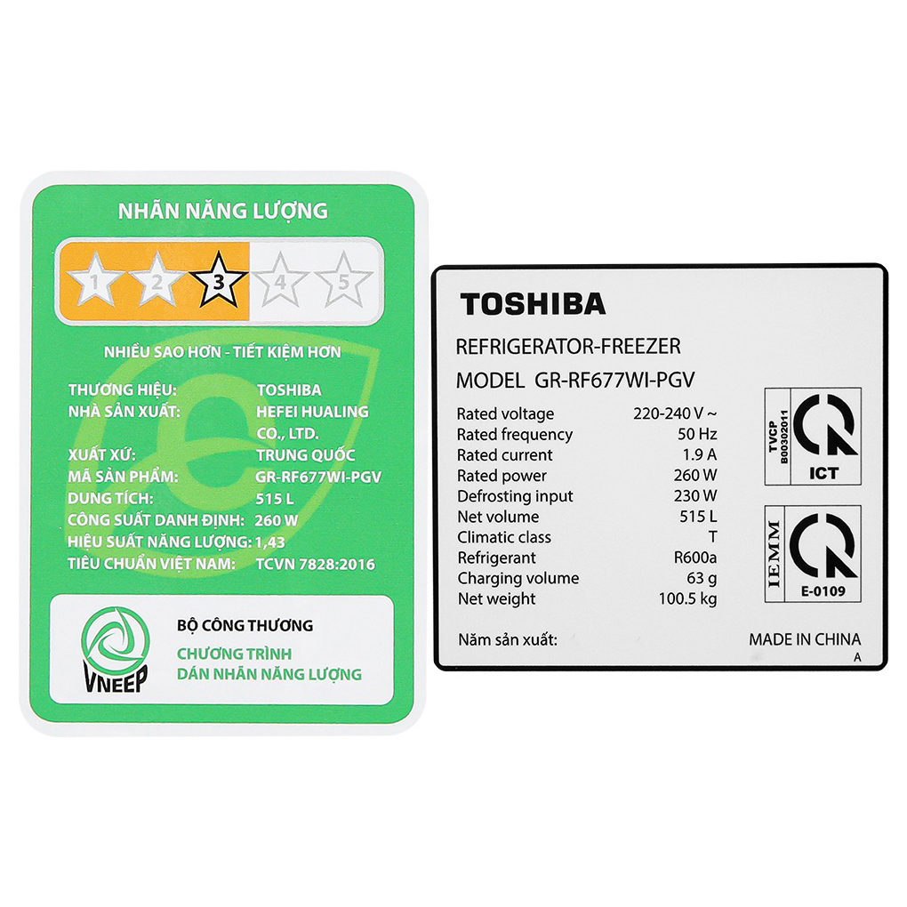 Tủ lạnh Toshiba Inverter 515 lít GR-RF677WI-PGV(22)-XK