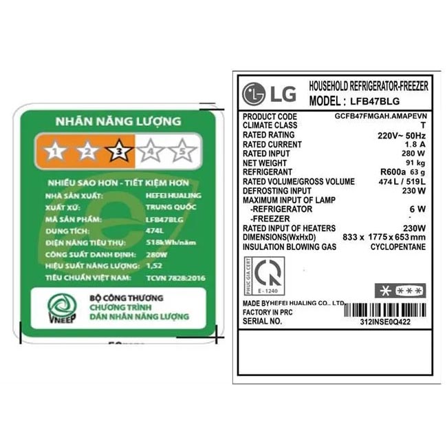 Tủ lạnh LG French door mặt gương 474L LFB47BLG