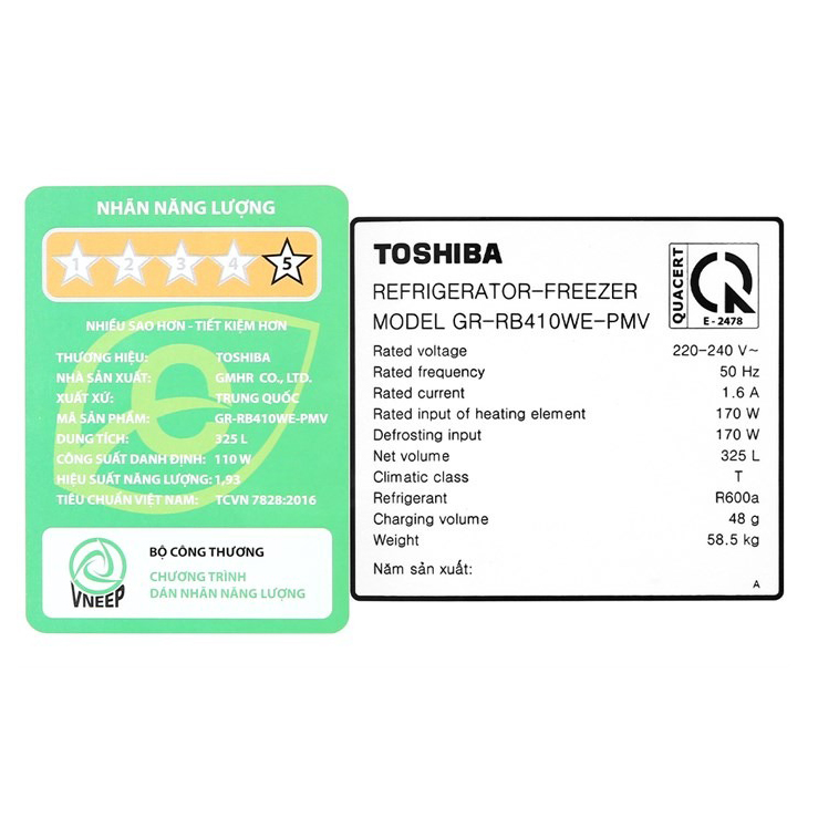 Tủ lạnh Toshiba Inverter 325 lít GR-RB410WE-PMV(37)-SG