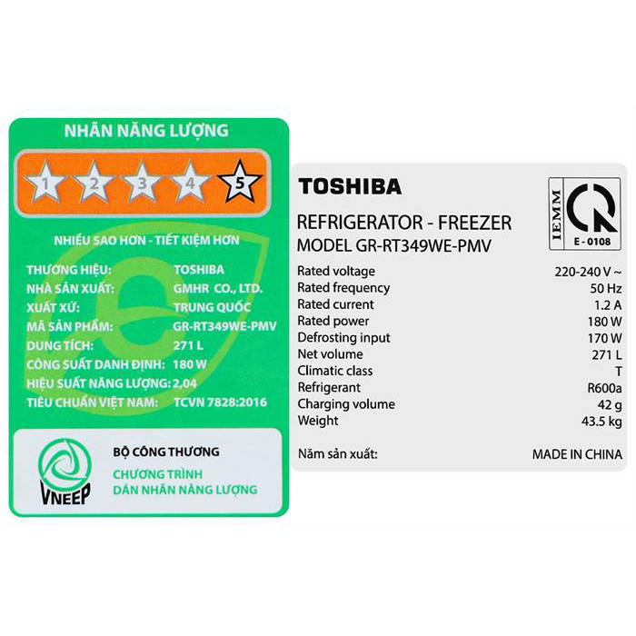 Tủ lạnh Toshiba Inverter 271 lít GR-RT349WE-PMV(68)