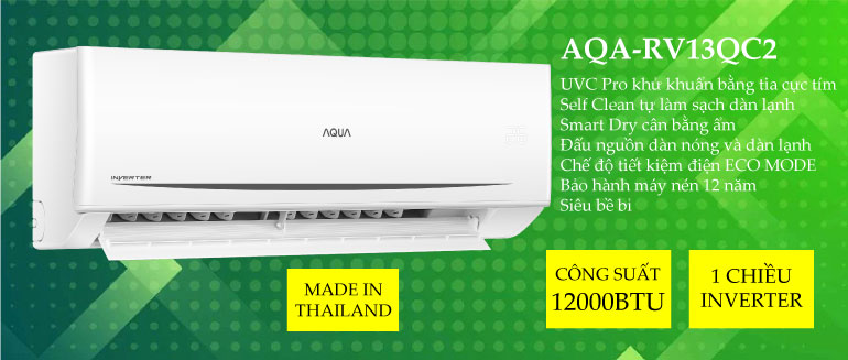 Điều hòa Aqua 1 chiều inverter 12500Btu AQA-RV13QC2U
