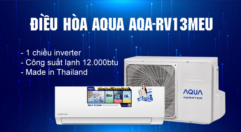 Điều hòa Aqua 1 chiều inverter 12000btu AQA-RV13MEU
