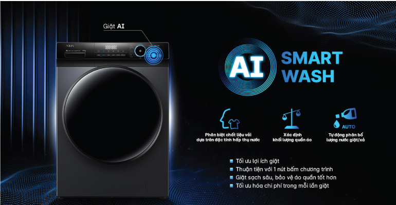 Máy giặt thông minh AI Aqua inverter 11kg AQD-DD1101G.PS