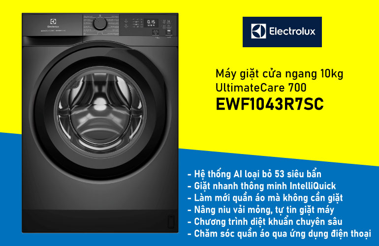 Máy giặt lồng ngang Electrolux 10kg Inverter EWF1043R7SC