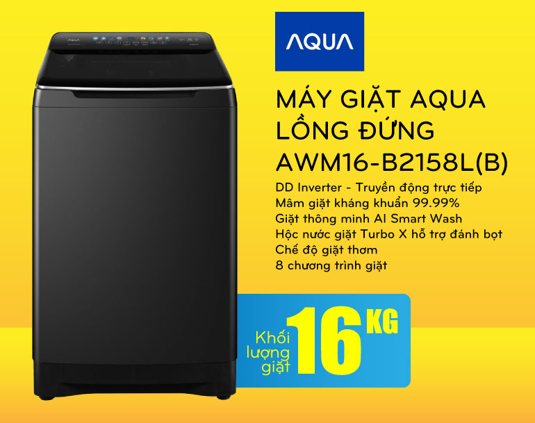 Máy giặt Aqua AWM16-B2158LB 16kg cửa trên