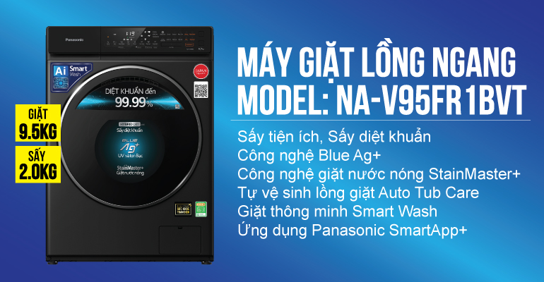 Máy giặt tích hợp sấy Panasonic 10/2kg NA-V10FR1BVT
